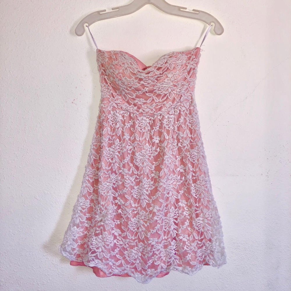 Pink floral lace dress